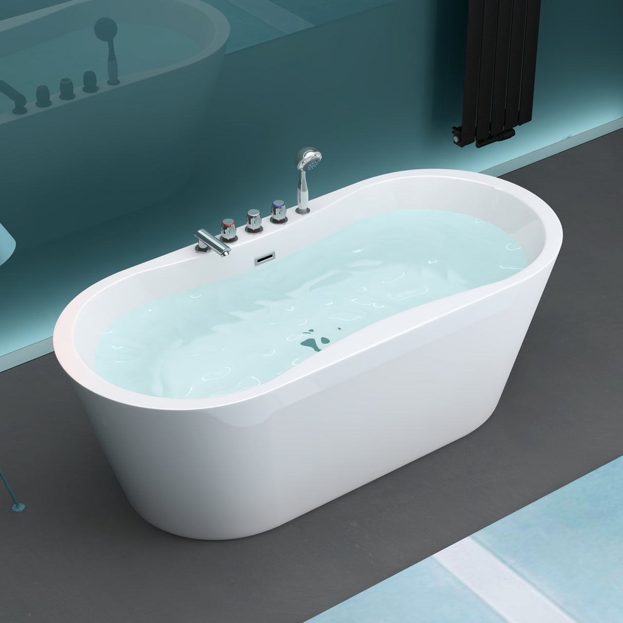 glasvilla Vasca da Bagno Freestanding in Acrilico con Rubinetto, Vasca da Bagno Indipendente