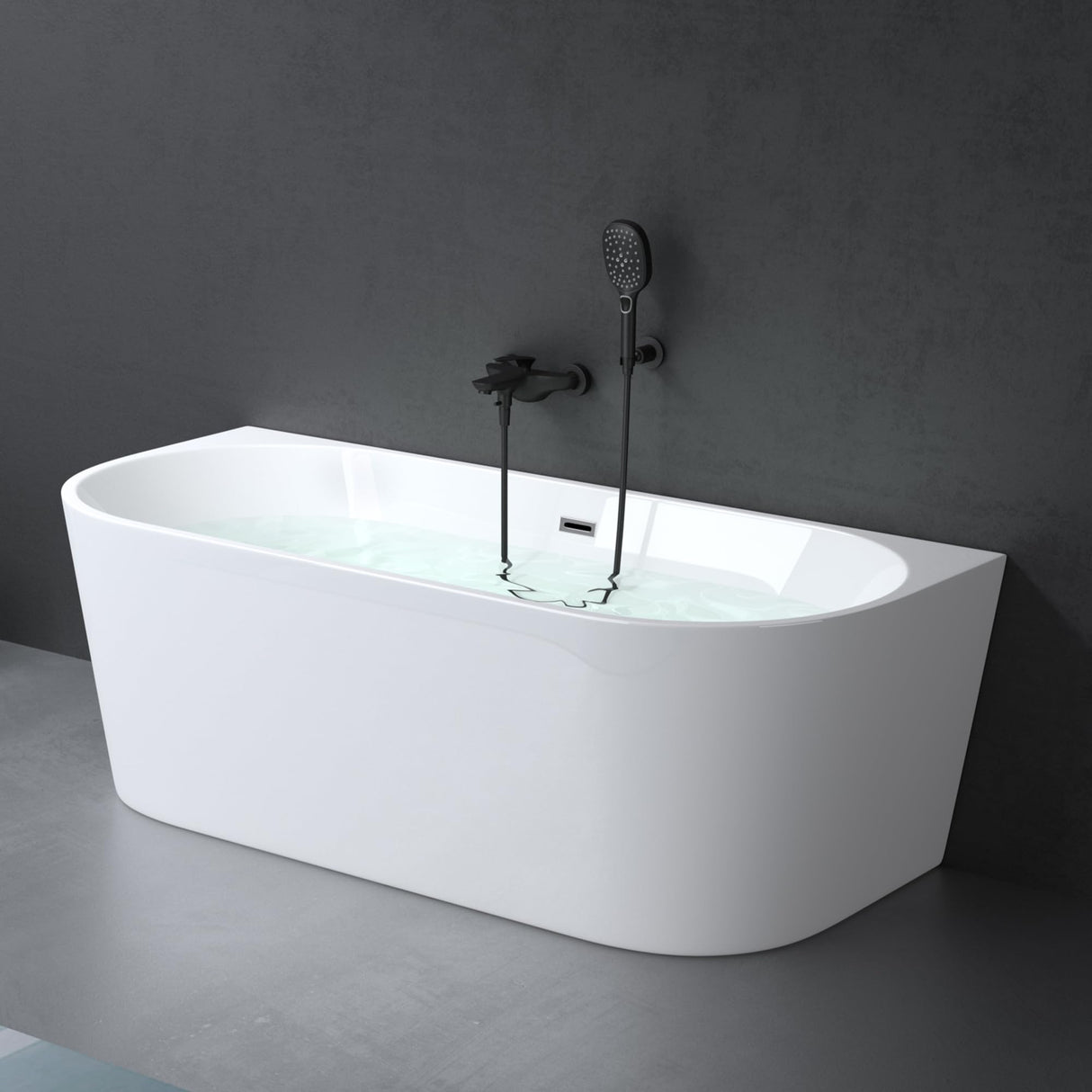 Baignoire îlot ovale en acrylique Glasvilla avec bonde escamotable, blanche, 170 x 75 x 58 cm, Vicenza519