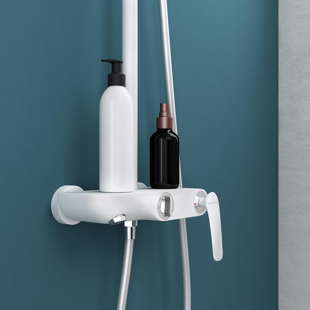 sistema de ducha glasvilla con ducha de mano y de cabeza, ducha de lluvia, grifería de ducha con juego de soporte de pared