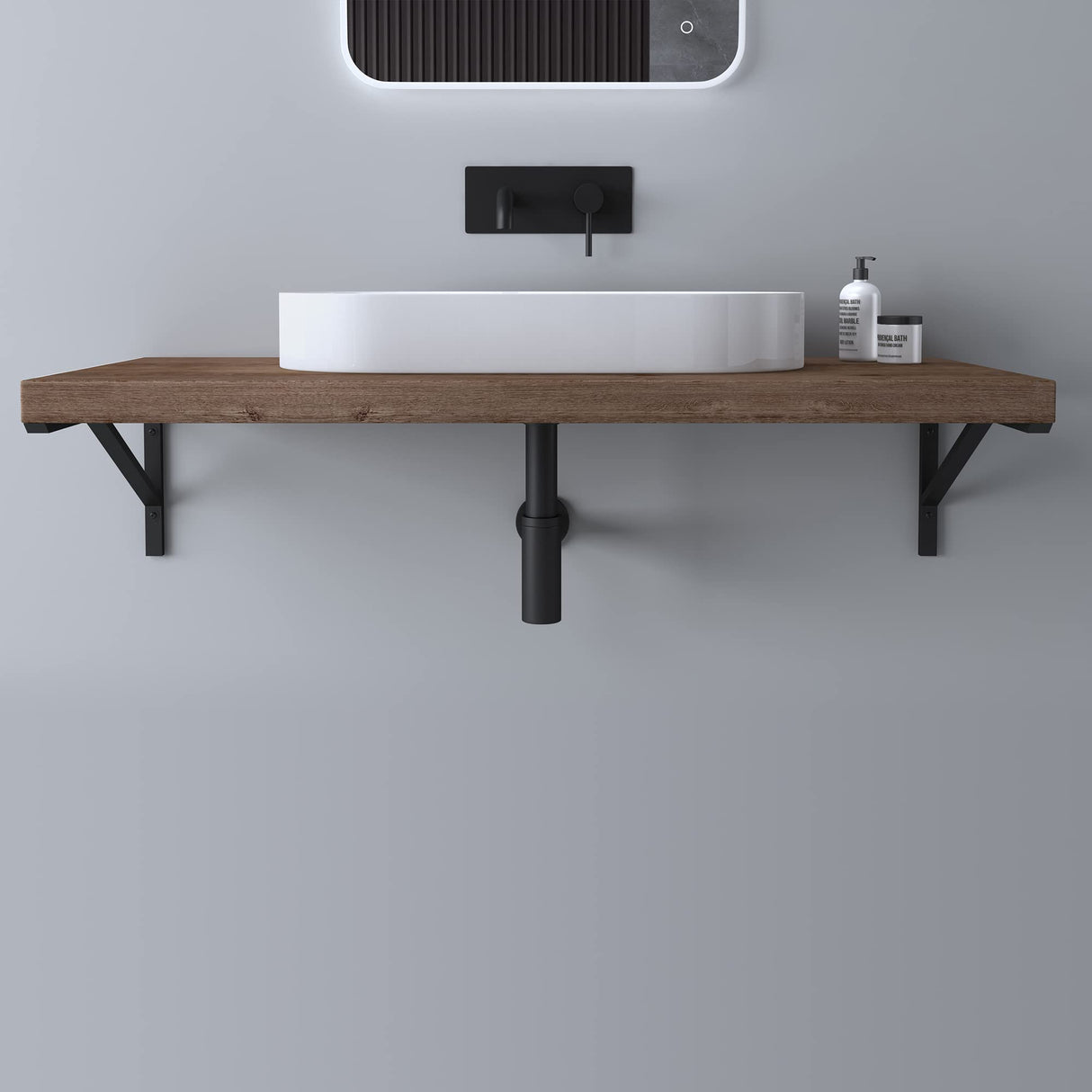 glasvilla Supporto da Parete per Lavandino Lavabo d'Appoggio Mensole in Acciaio Inossidabile WH02