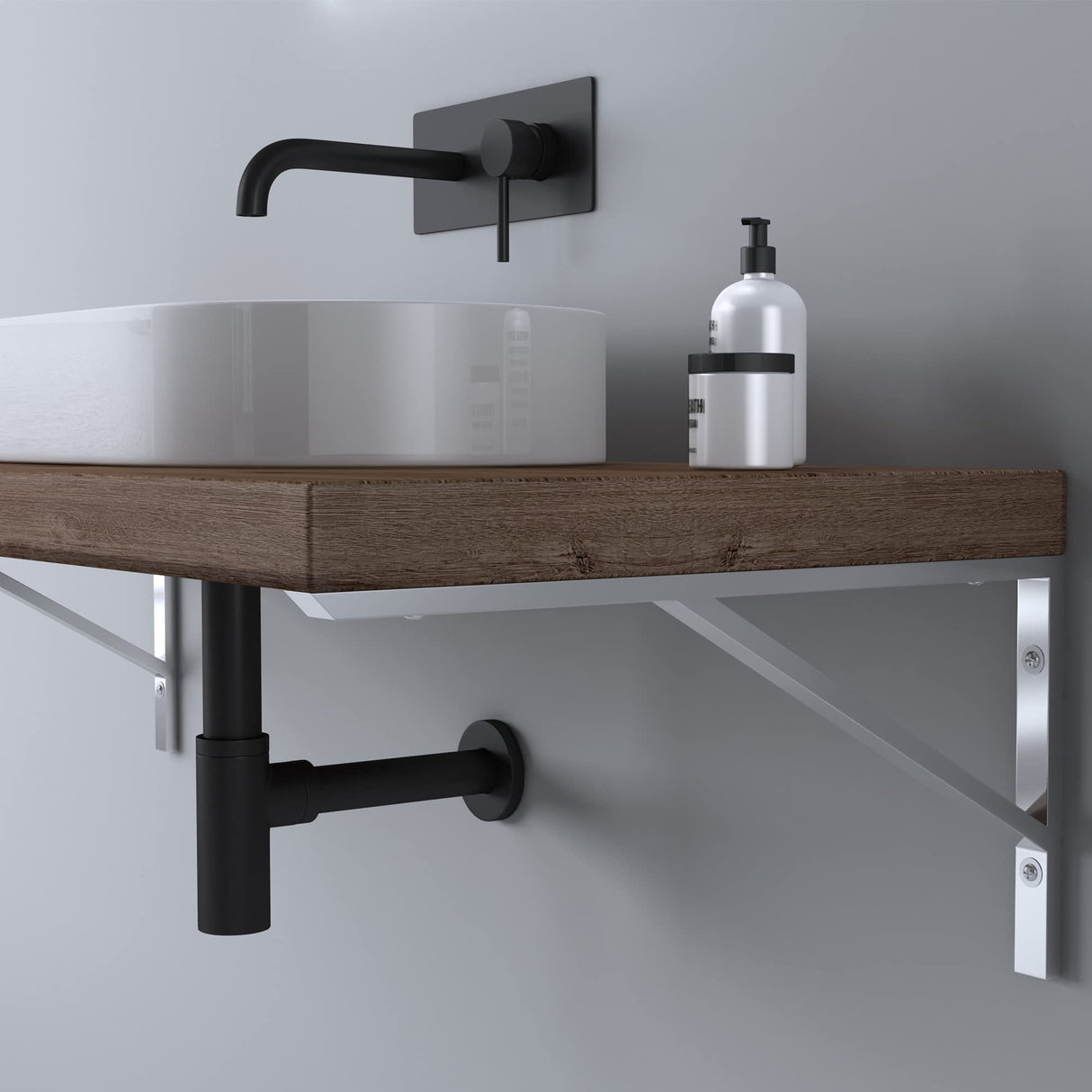 glasvilla Supporto da Parete per Lavandino Lavabo d'Appoggio Mensole in Acciaio Inossidabile WH02