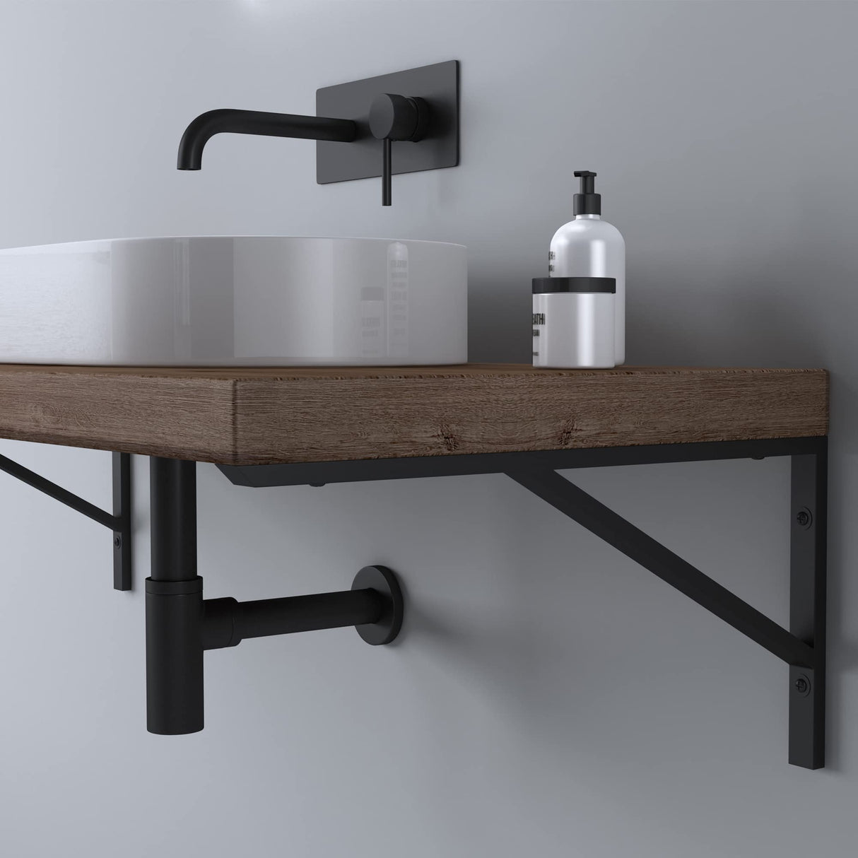 glasvilla Supporto da Parete per Lavandino Lavabo d'Appoggio Mensole in Acciaio Inossidabile WH02