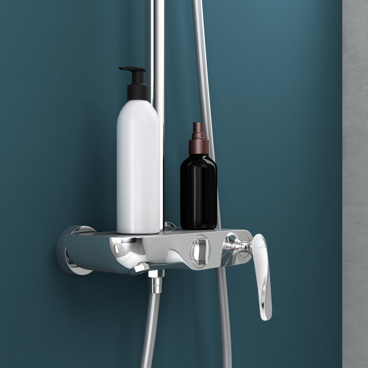 sistema de ducha glasvilla con ducha de mano y de cabeza, ducha de lluvia, grifería de ducha con juego de soporte de pared