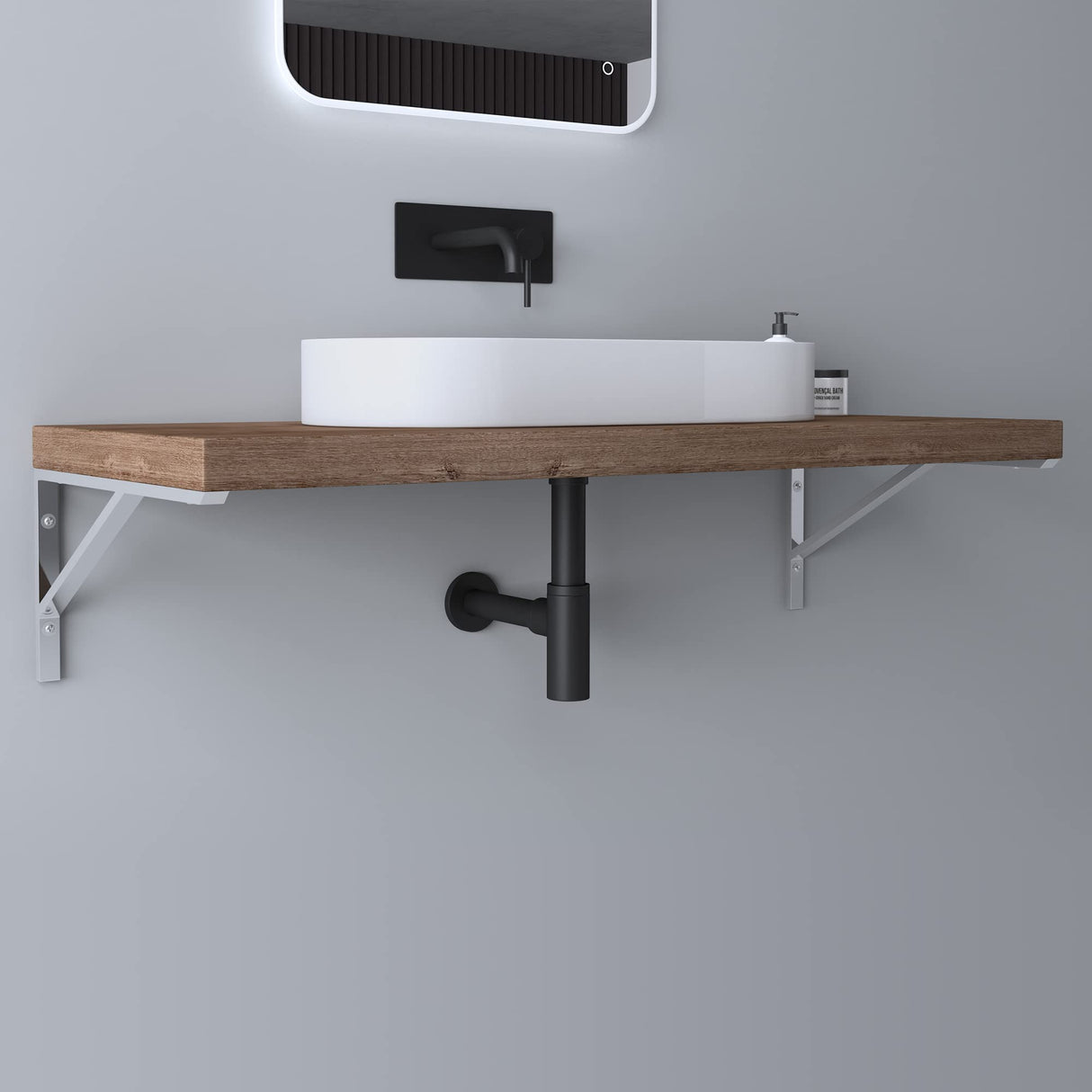 glasvilla Supporto da Parete per Lavandino Lavabo d'Appoggio Mensole in Acciaio Inossidabile WH02