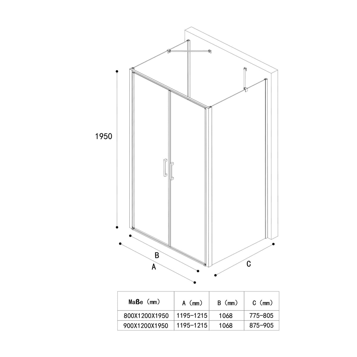 glasvilla Box Doccia Cabina Bagno in Vetro Trasparente Meccanismo Alza/Abbassa Cabina Doccia con Porta Doppia Ravenna50K