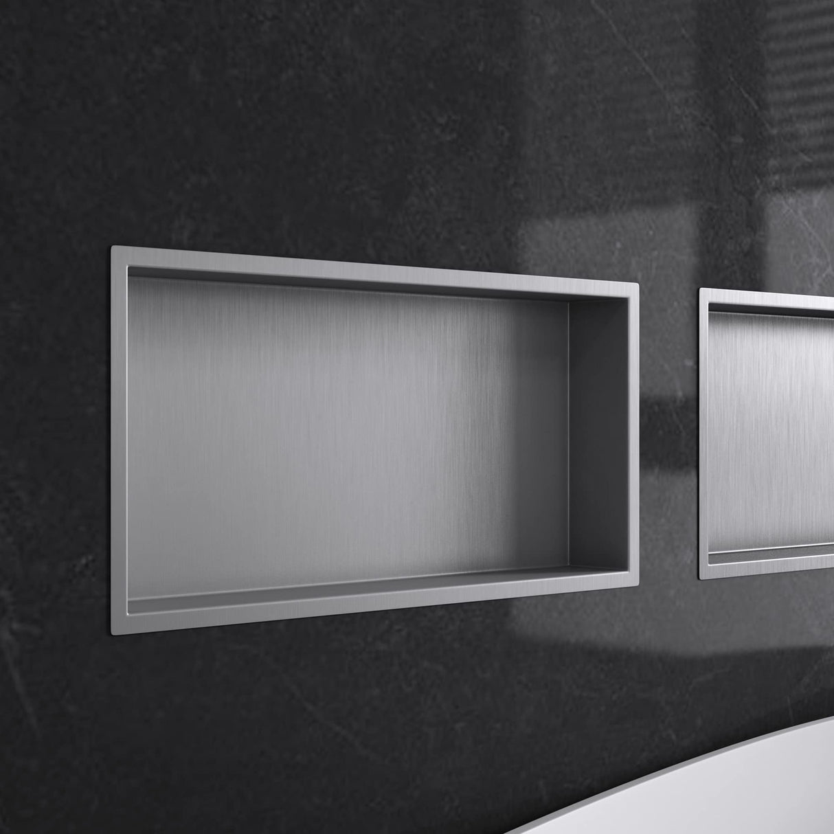 glasvilla Duschnische Bad Wandnische befliesbar aus Edelstahl Duschregal einfache Montage