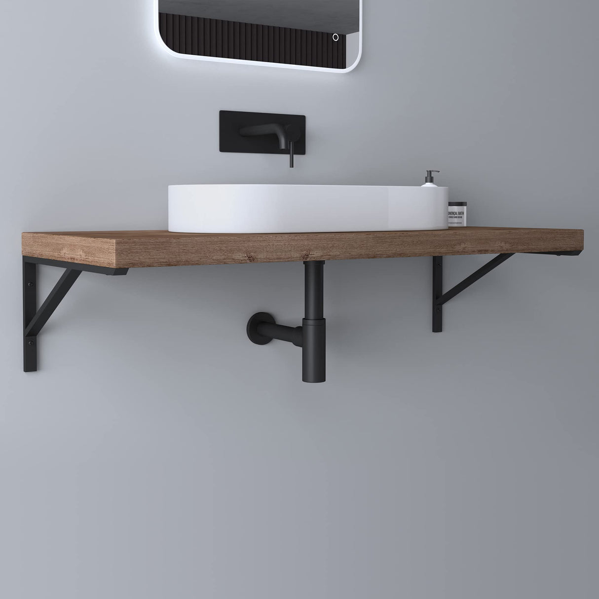 glasvilla Supporto da Parete per Lavandino Lavabo d'Appoggio Mensole in Acciaio Inossidabile WH02