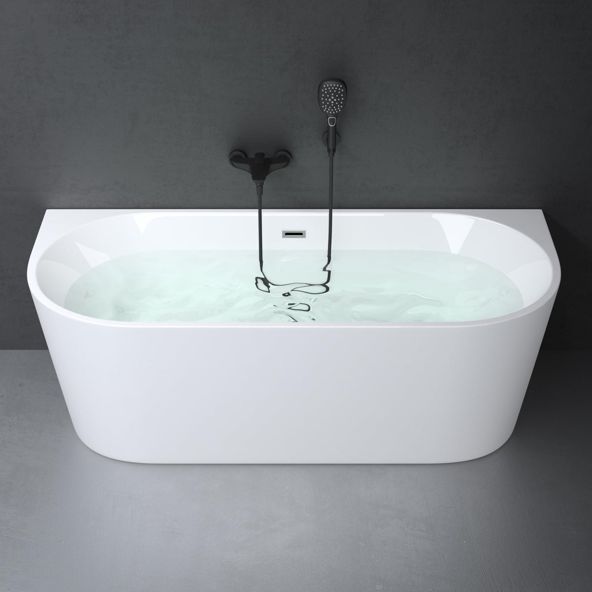 Baignoire îlot ovale en acrylique Glasvilla avec bonde escamotable, blanche, 170 x 75 x 58 cm, Vicenza519