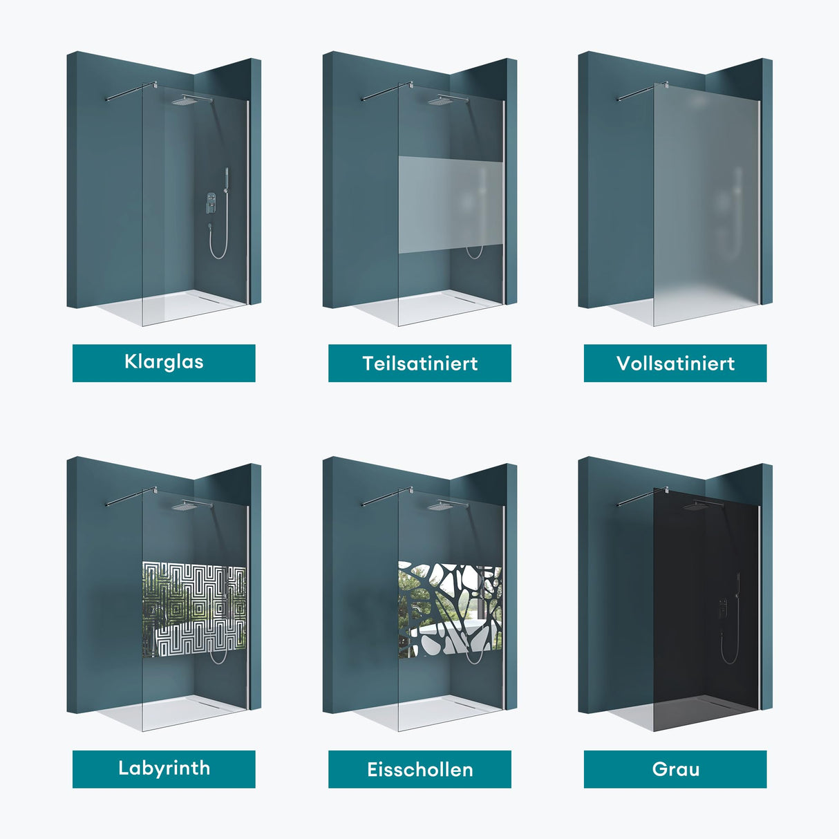 glasvilla Box Doccia Walk-In in Vetro di Sicurezza ESG con Rivestimento Nano Parete Doccia in Vetro 8mm Braccio di Sostegno BRAM1 & BRAM3 Bremen1K