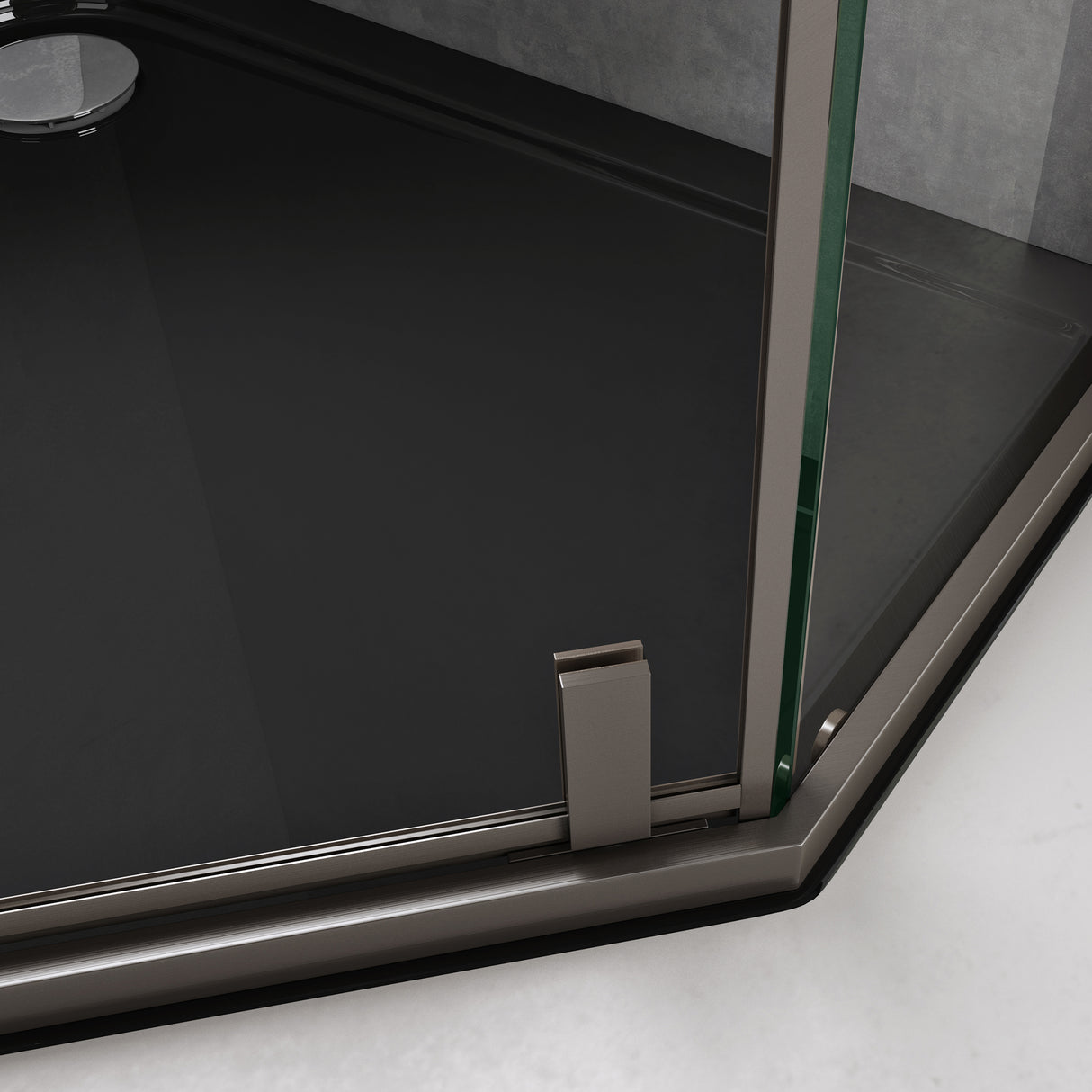 glasvilla Cabine de Douche Pentagonale en Verre Véritable Verre de Sécurité ESG 8mm Cadre de Porte en Acier Inoxydable Cloison de Douche Installation au Niveau du Sol Ravenna68K