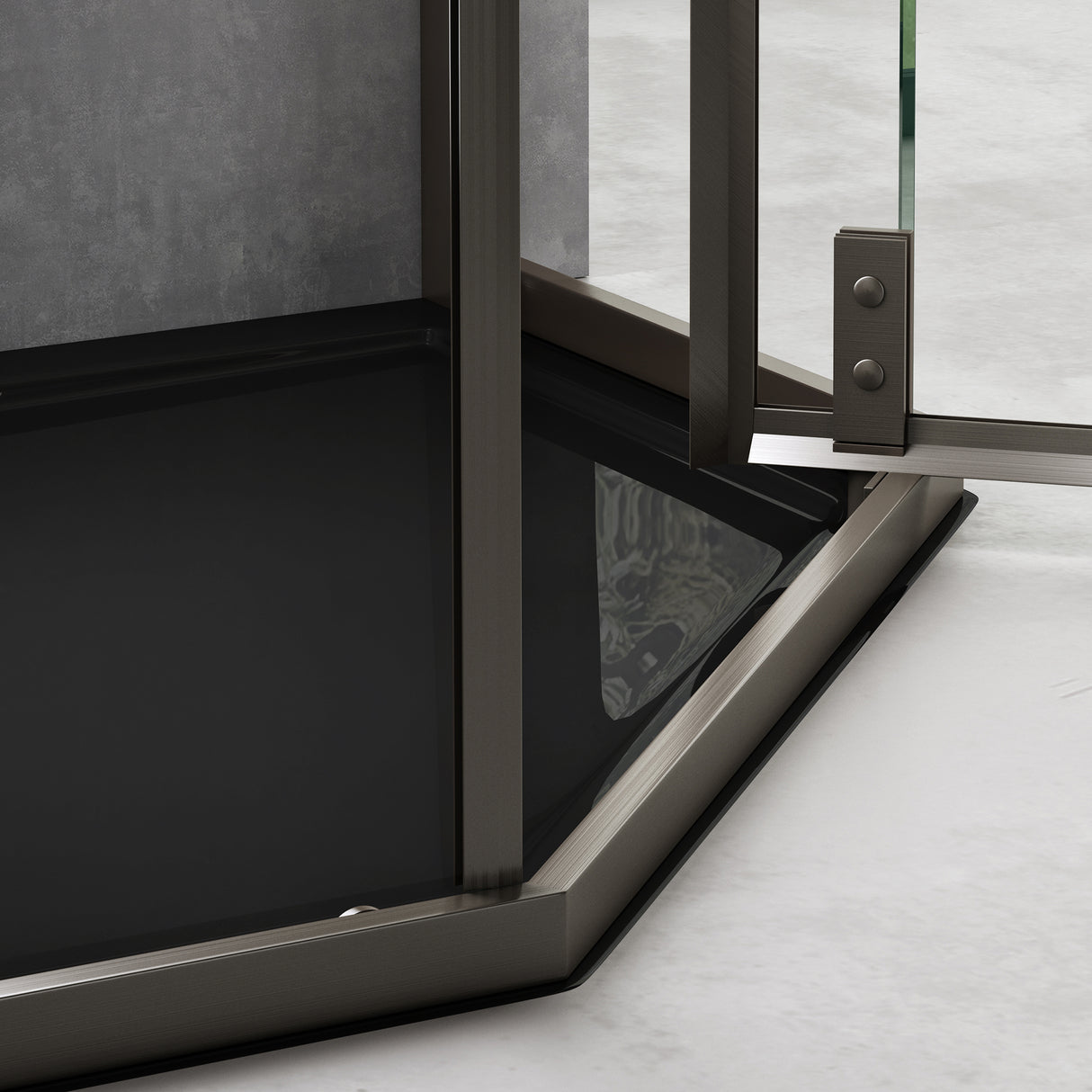 glasvilla Cabine de Douche Pentagonale en Verre Véritable Verre de Sécurité ESG 8mm Cadre de Porte en Acier Inoxydable Cloison de Douche Installation au Niveau du Sol Ravenna68K