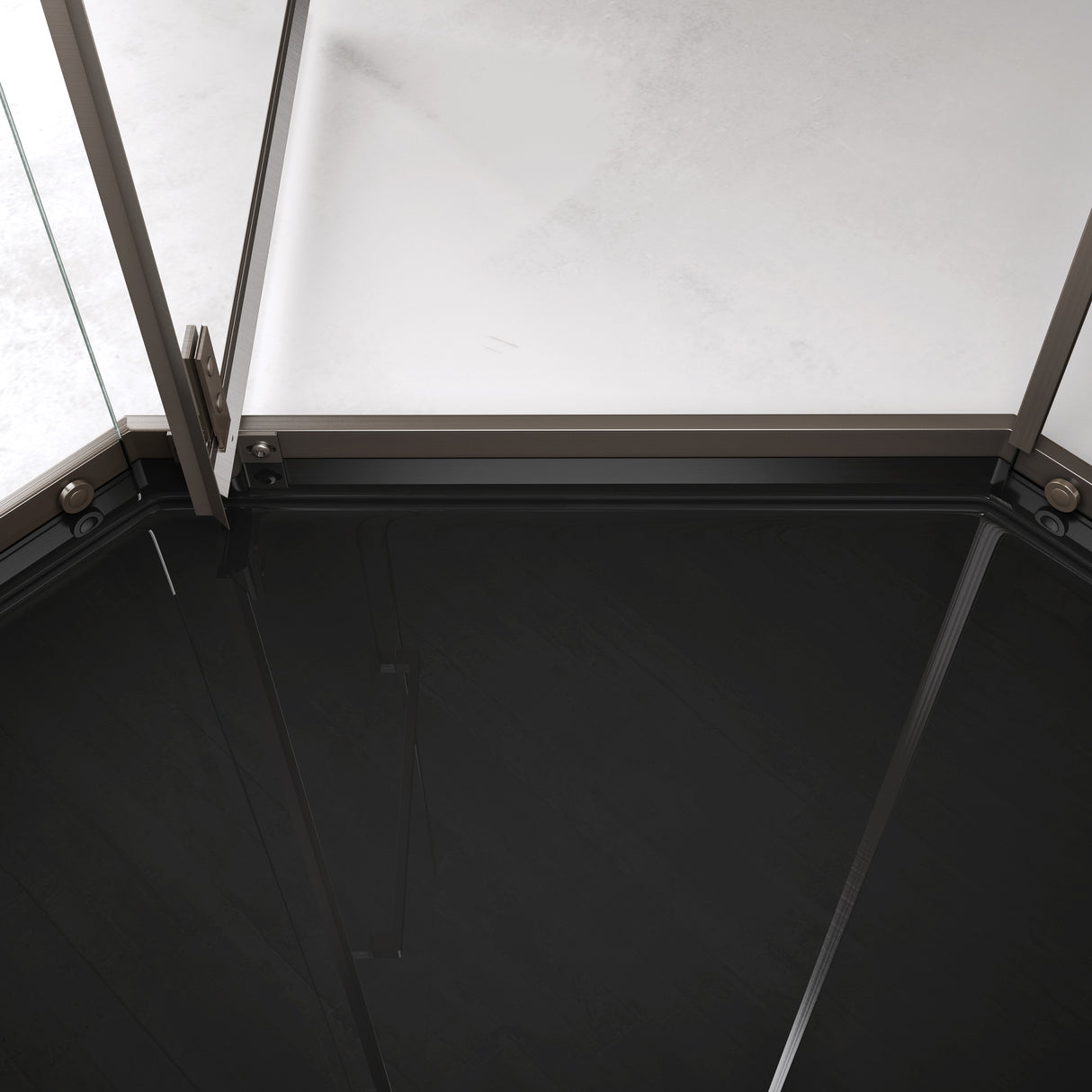 glasvilla Cabine de Douche Pentagonale en Verre Véritable Verre de Sécurité ESG 8mm Cadre de Porte en Acier Inoxydable Cloison de Douche Installation au Niveau du Sol Ravenna68K