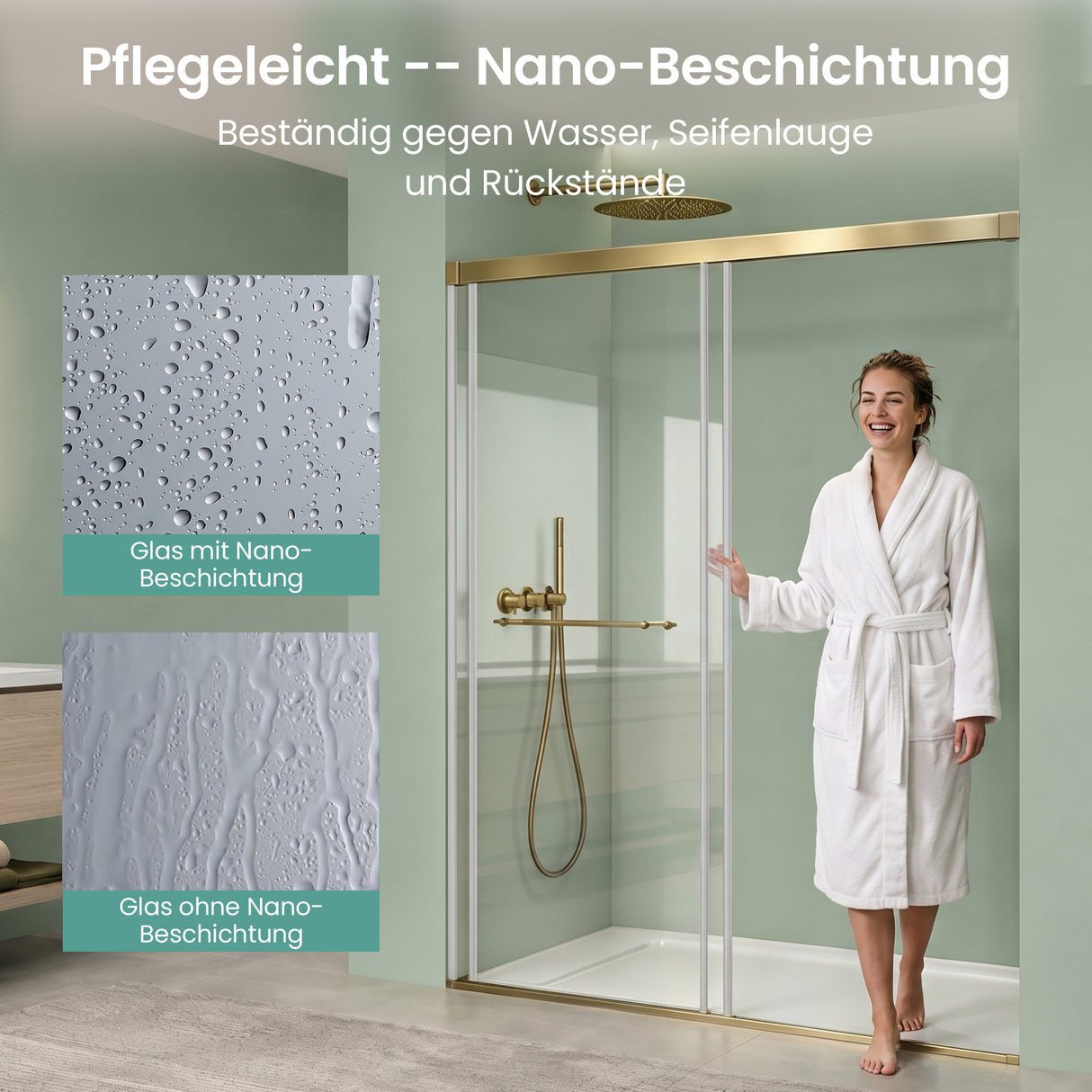glasvilla Duschtür Nischentür dusche mit Doppelschiebetür Duschakbine Duschabtrennung, 8mm Sicherheitsglas mit Nanobeschichtung, Soft-Close-System Teramo67K