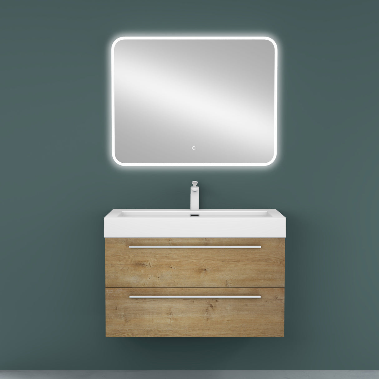 glasvilla Mobile Bagno Sospeso con Lavabo da Marmo Fuso Mobiletto per Bagno con Lavabo Quadratto