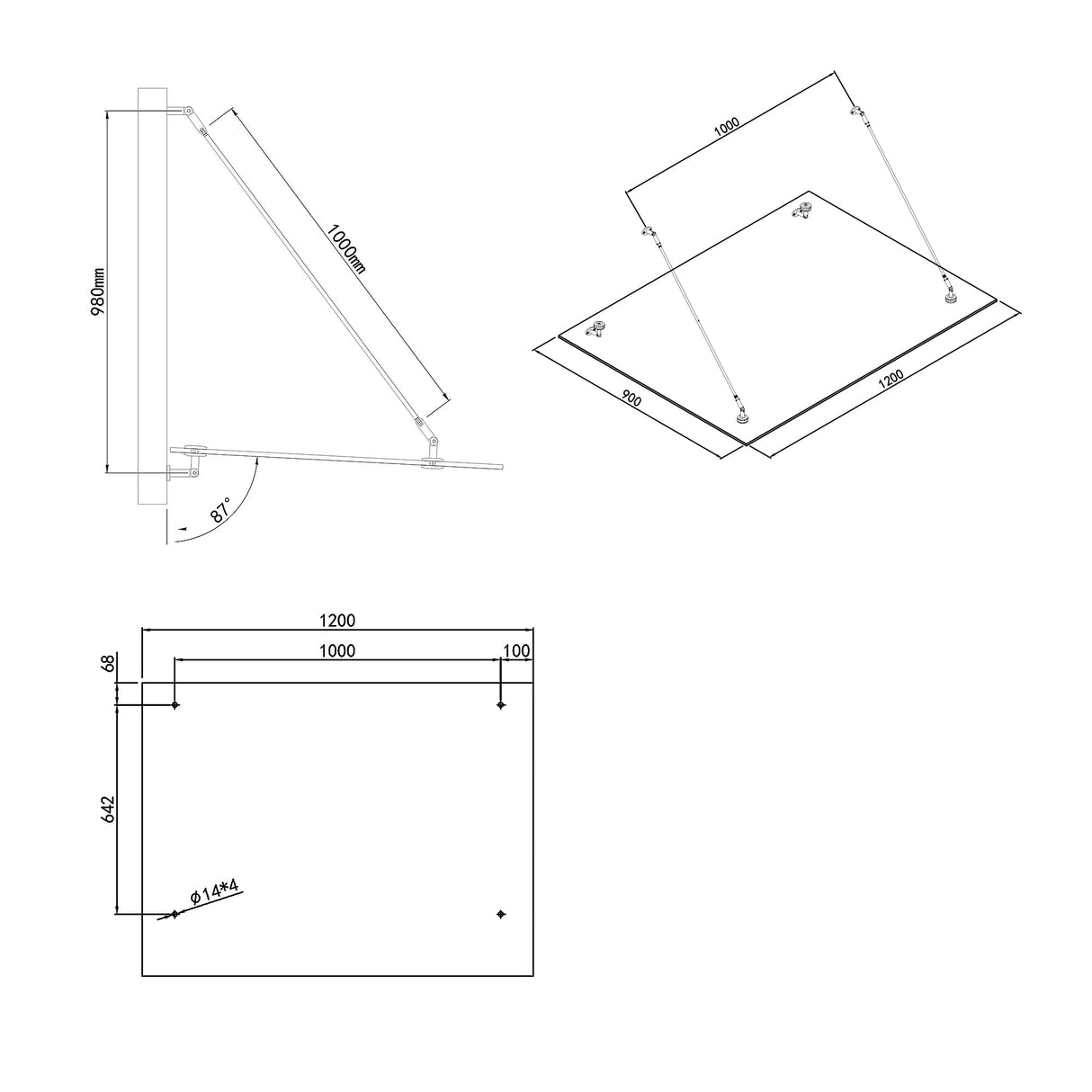 glasvilla Pensilina Tettoia per Porta Esterno, Tettoia Balcone Finestre Tendalino da Esterno con Staffe in Acciaio Inox, Copertura in Vetro per Zona d'ingresso VDG02K