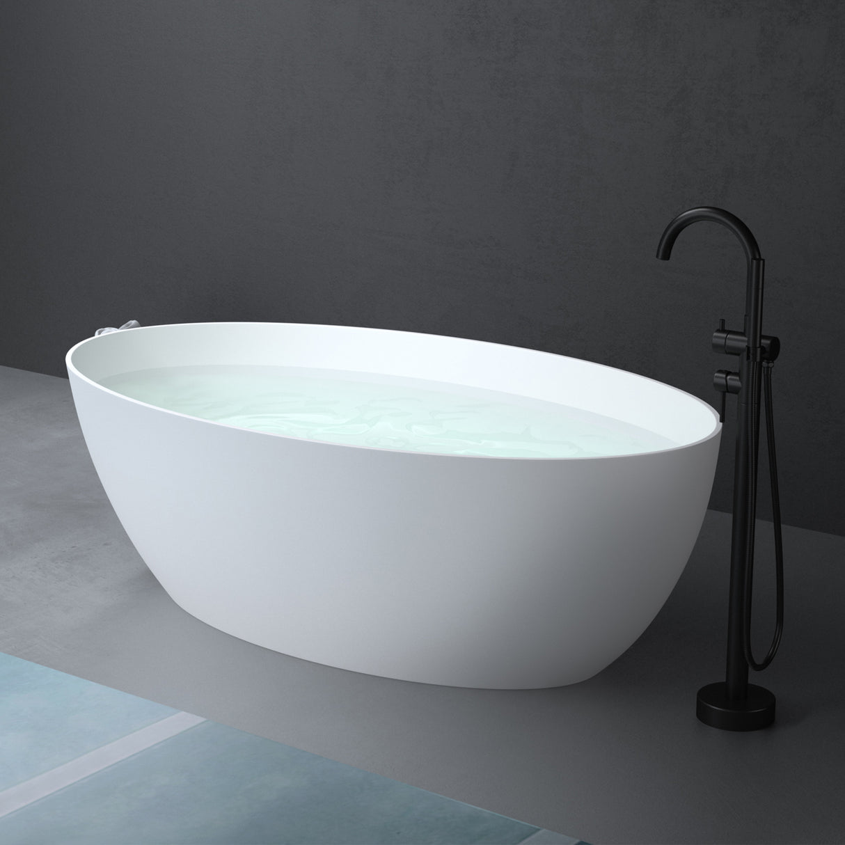 glasvilla Bañera independiente Blanco mate de mineral fundido Bañera de pie incl. sellado Nano