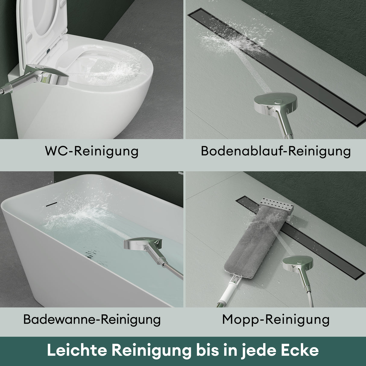 glasvilla Badewannenarmatur mit Handbrause Wasserfall Wannenarmatur Strahlarten Handbrause aus Messing inkl. Brausestange und Brauseschlauch