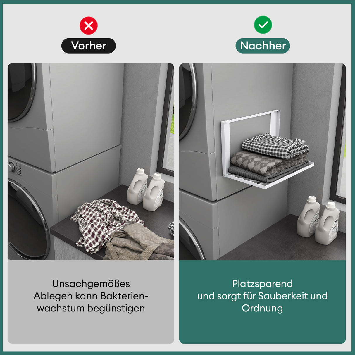 Toallero y Estante Plegable Glasvilla Folda-01 Magnético o Adhesivo sin Taladro (41 × 25 cm)