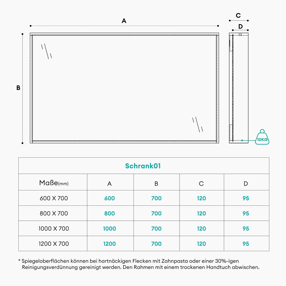 glasvilla Armadietto a Specchio con Luce Specchio con Pensile per Bagno con Luce LED Mobiletto da Bagno con Ante a Specchio Spiegelschrank-01