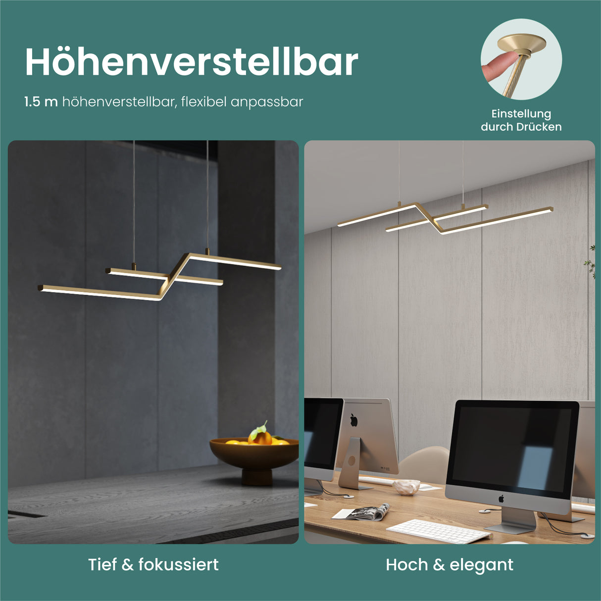 Suspension glasvilla 105cm LED Lampe à suspendre linéaire design 3000K/4000K/6000K Câble réglable 18W Luminaire Alivetta7085
