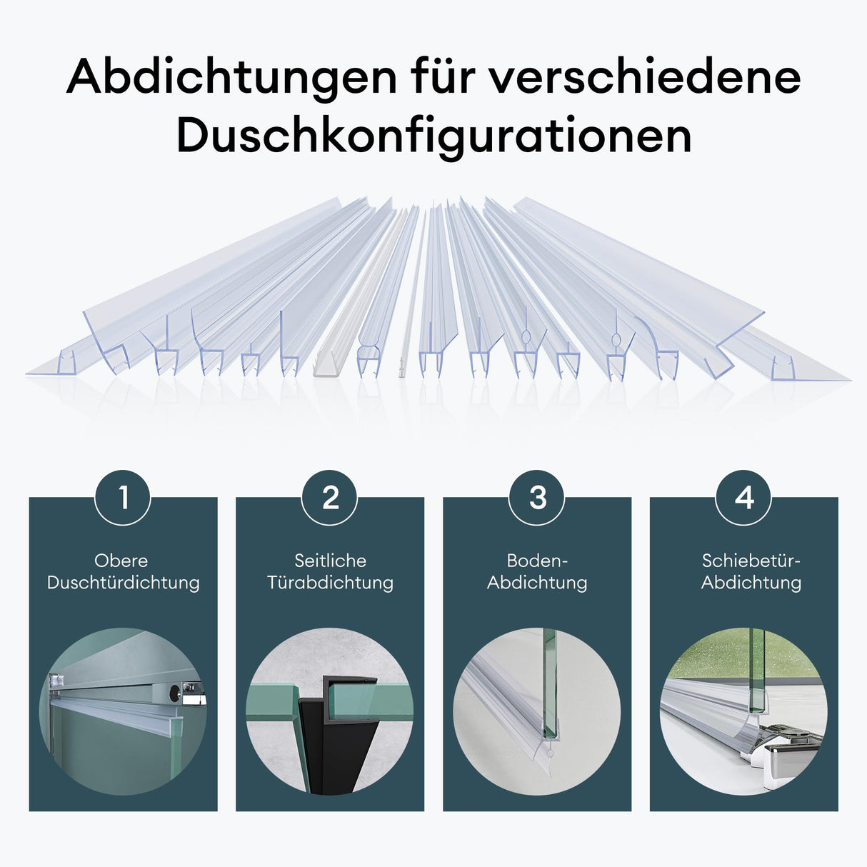 glasvilla Guarnizione Sottoporta in PVC per Box Doccia, Guarnizione per Porta Doccia Vetro da 6-8 mm, Ricambio Orizzontale di Guarnizione per Cabine Doccia