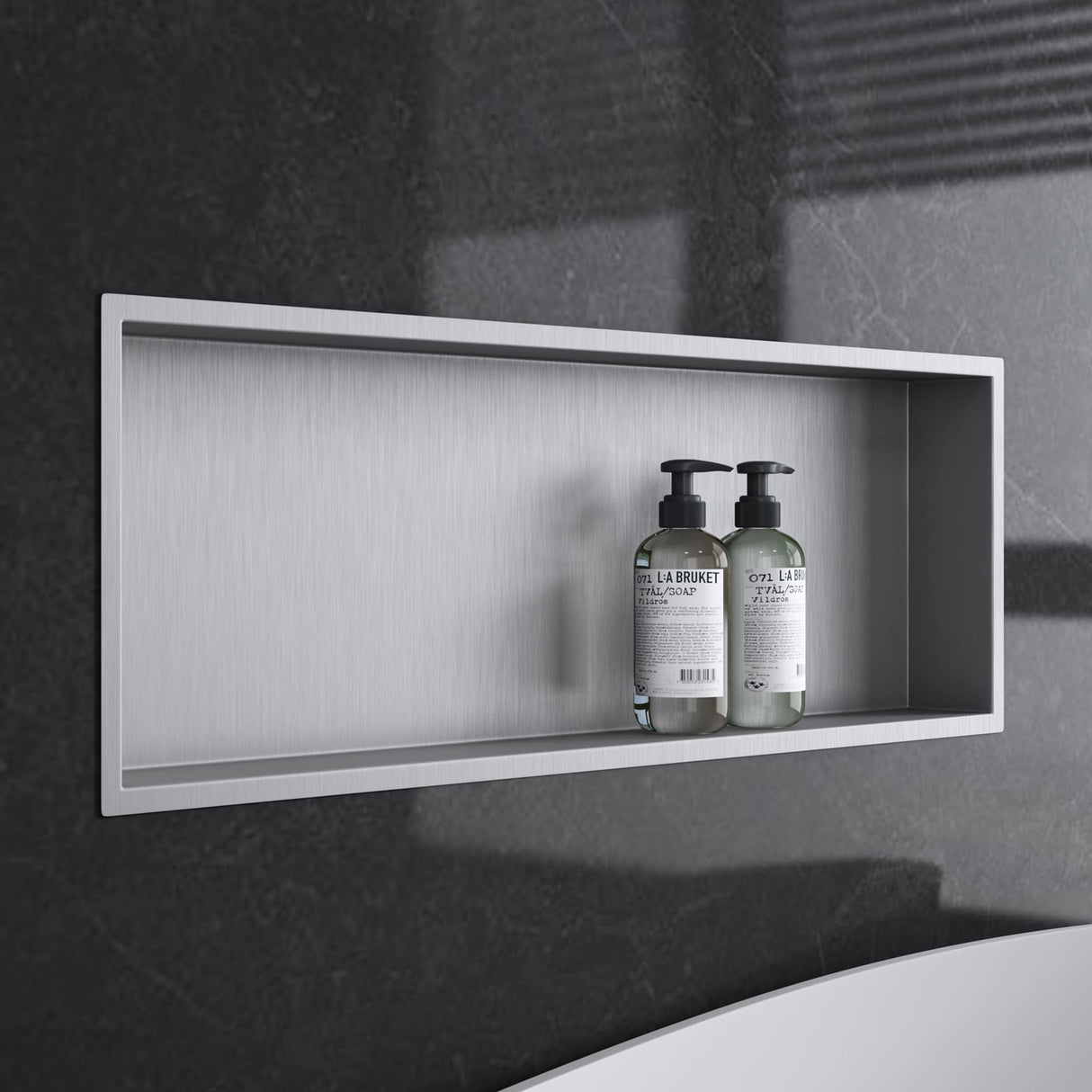 glasvilla Duschnische Bad Wandnische befliesbar aus Edelstahl Duschregal einfache Montage