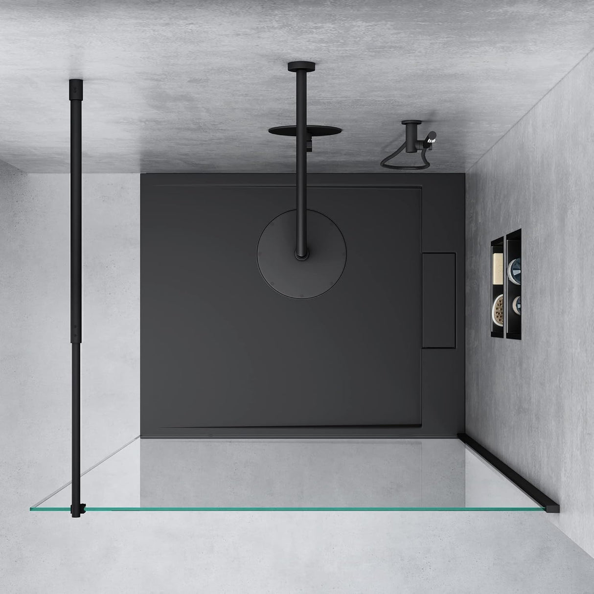 glasvilla Duschwand para ducha Duschabtrennung Walk-In ESG-Sicherheitsglas 8mm NANO Glas BRAM1&BRAM3 Bremen1 Schwarz