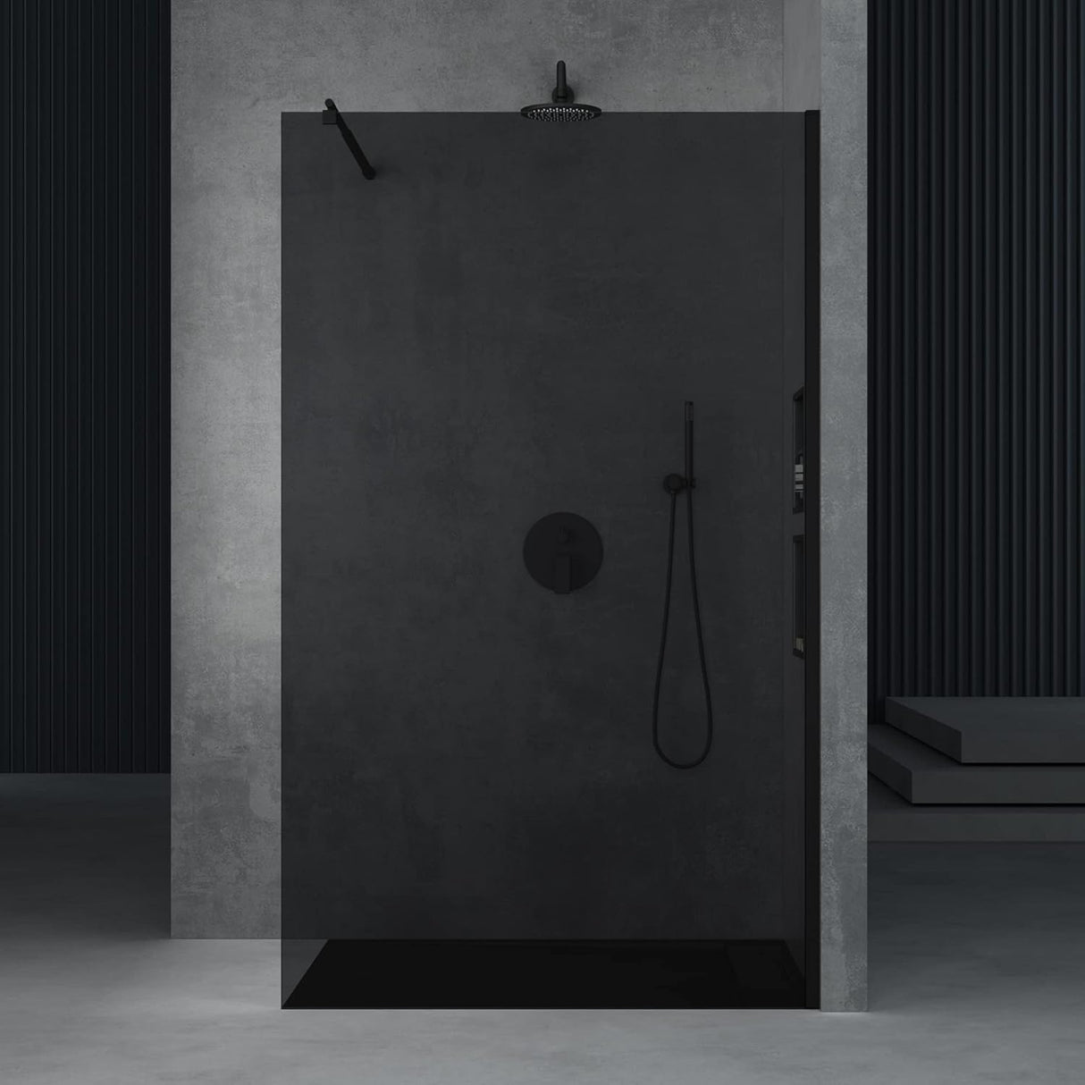 glasvilla Duschwand para ducha Duschabtrennung Walk-In ESG-Sicherheitsglas 8mm NANO Glas BRAM1&BRAM3 Bremen1 Schwarz