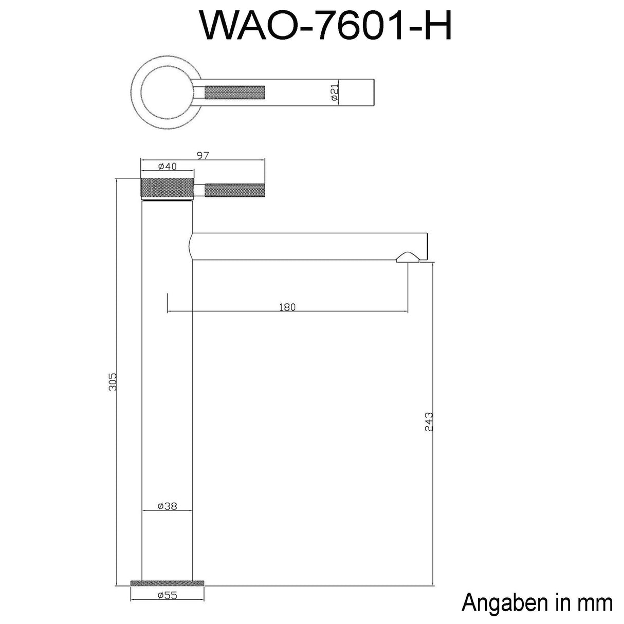glasvilla Armatur Wasserhahn Bad Waschbeckenarmatur Badinstallationen Einhebelmischer WAM-7601