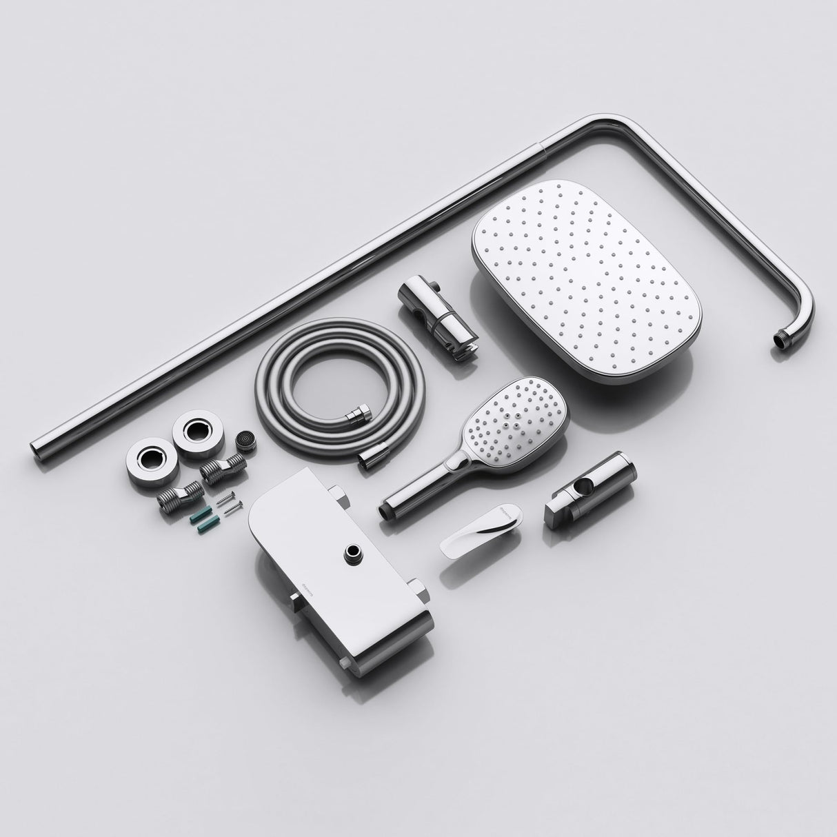 sistema de ducha glasvilla con ducha de mano y de cabeza, ducha de lluvia, grifería de ducha con juego de soporte de pared