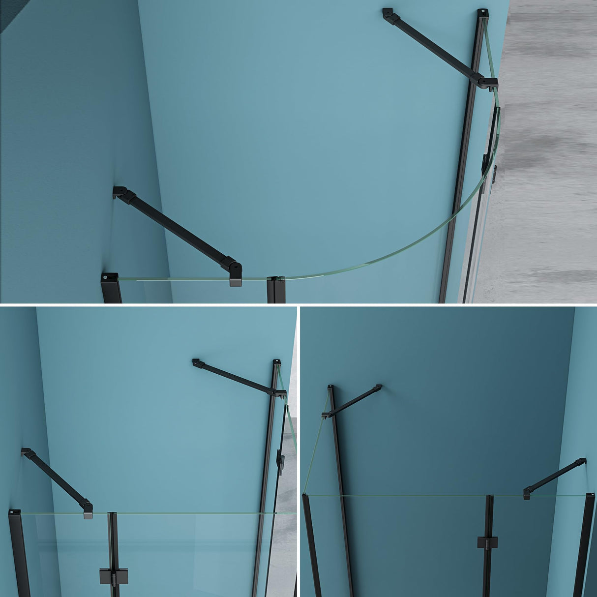 glasvilla Haltestange Duschwand Duschabtrennung Duschglaswand | Stabilisator para ducha Walk in | giratorio 180° para grosor de vidrio de 6-10 mm