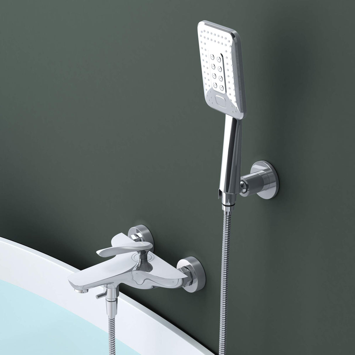 glasvilla Soffione Doccia con Miscelatore Monocomando Saliscendi Sistema Doccetta a 3 Getti per Bagno/Vasca Bagno/Doccia