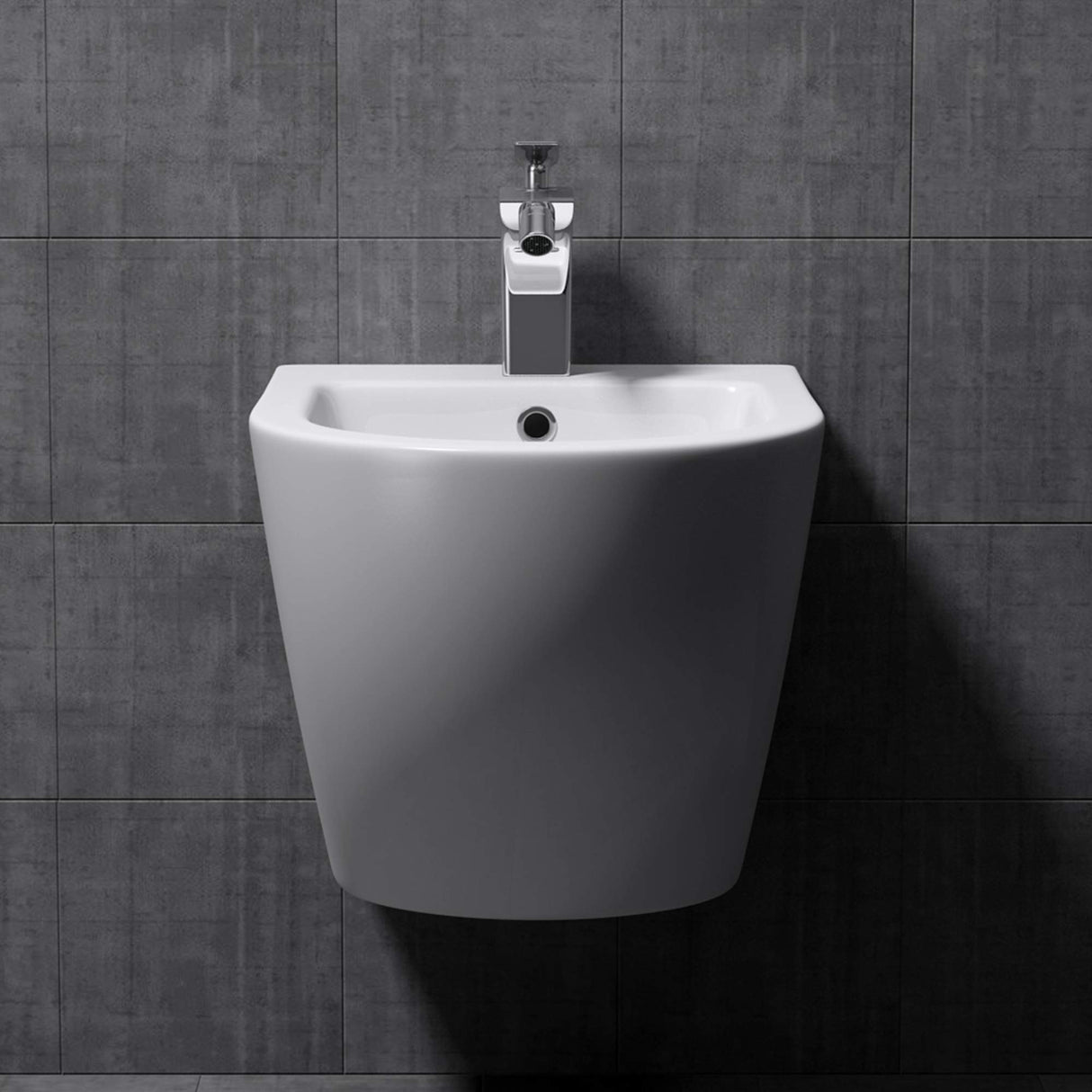 Bidet suspendu Glasvilla blanc 48,5 x 36 x 36 cm en céramique 1 trou de robinetterie surface anti-salissures Düren179