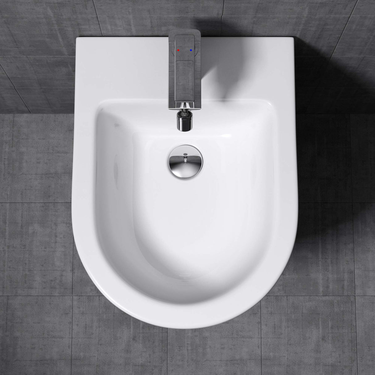 Bidet suspendu Glasvilla blanc 48,5 x 36 x 36 cm en céramique 1 trou de robinetterie surface anti-salissures Düren179