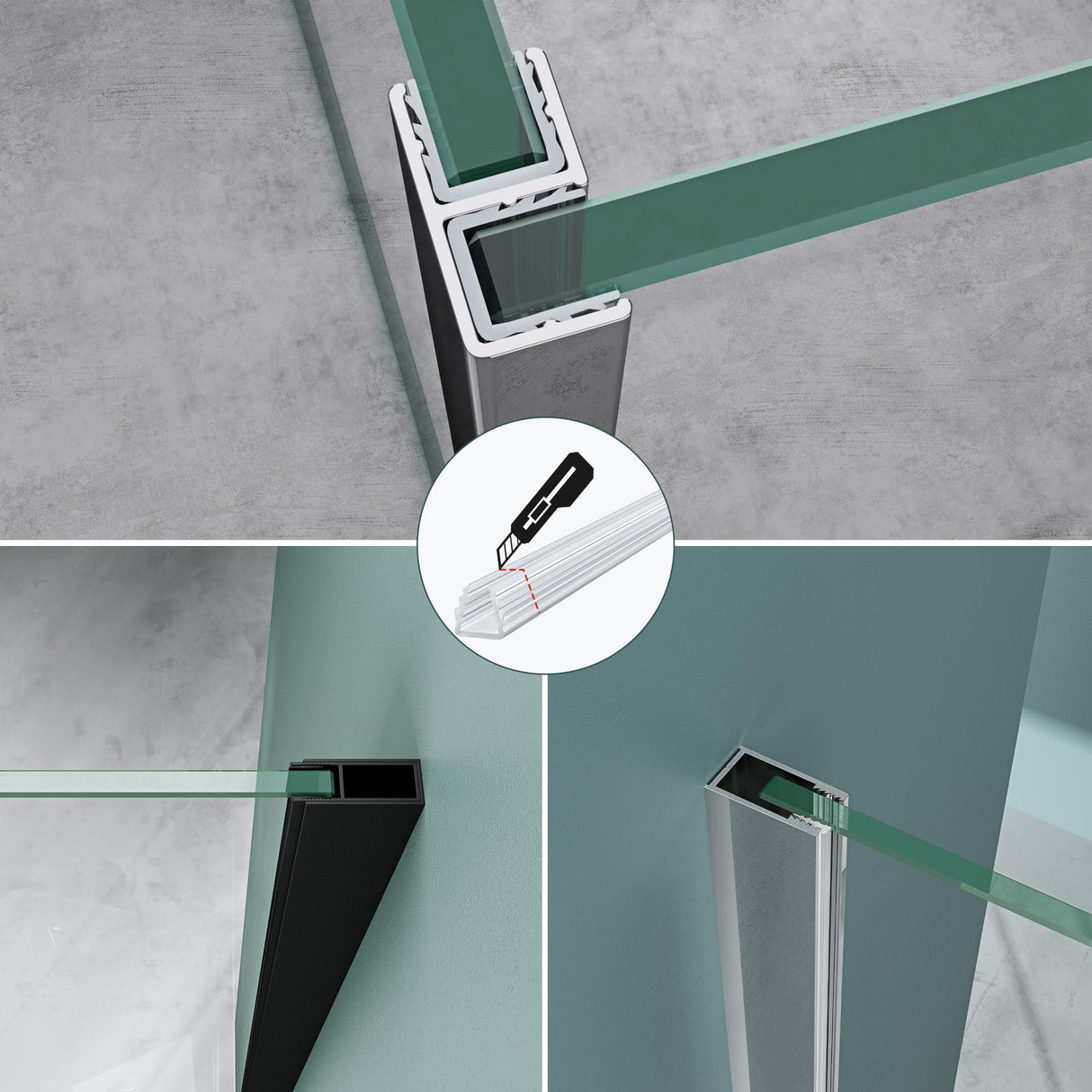 glasvilla Guarnizione Porta Cabina Doccia, Profilo Ricambio per Parete Doccia, Striscia Impermeabile per Vetro di Spessore da 6mm a10mm, Guarnizione per Parete Doccia