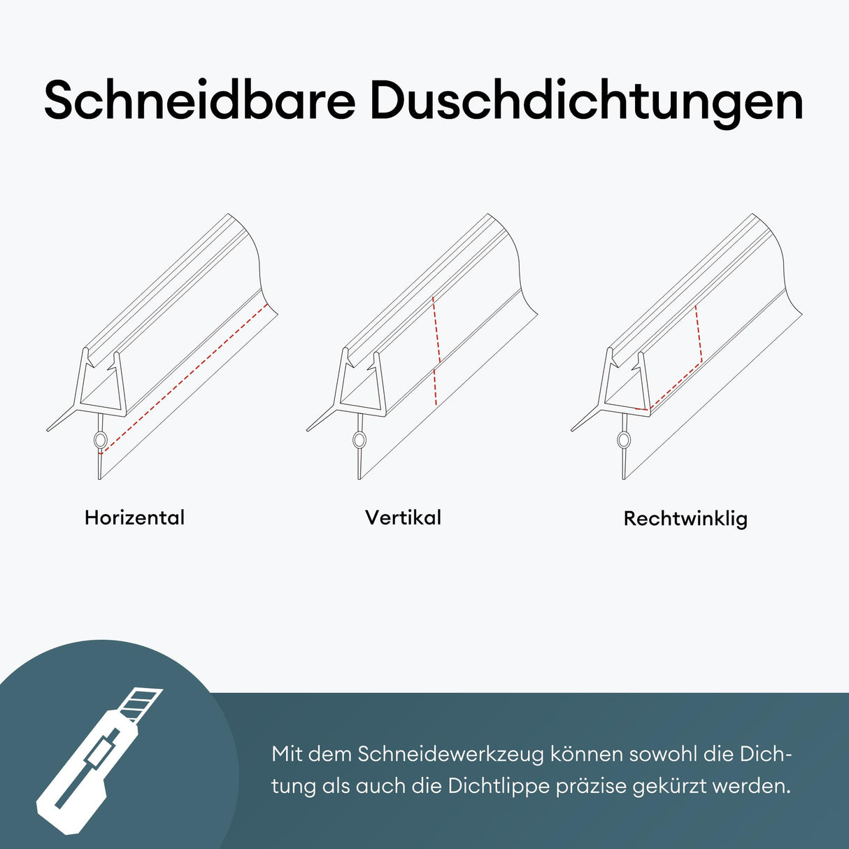 glasvilla Guarnizione Sottoporta in PVC per Box Doccia, Guarnizione per Porta Doccia Vetro da 6-8 mm, Ricambio Orizzontale di Guarnizione per Cabine Doccia