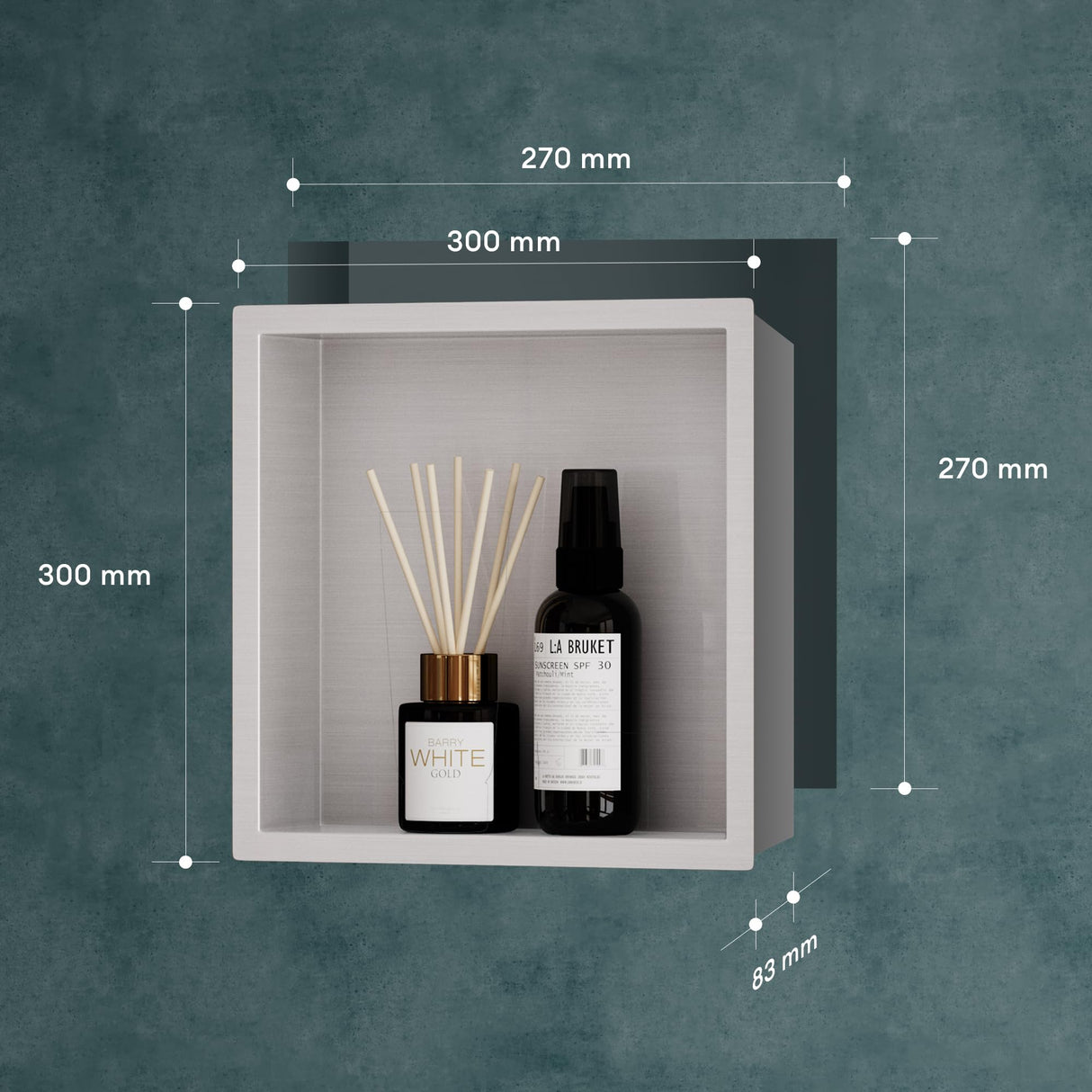 glasvilla Duschnische Bad Wandnische befliesbar aus Edelstahl Duschregal einfache Montage