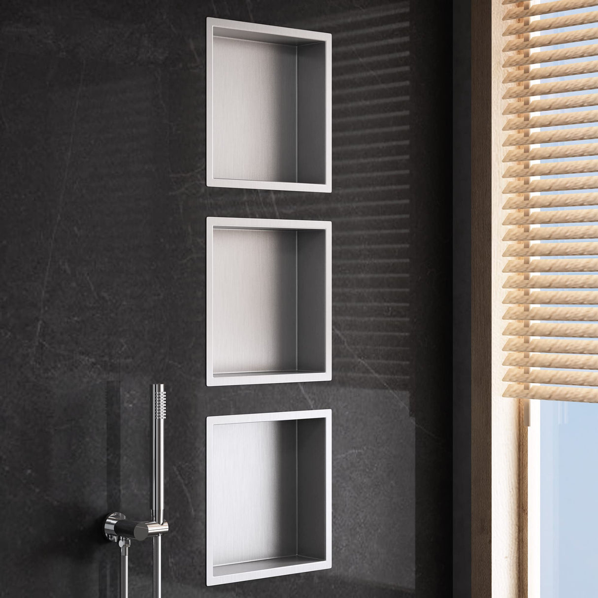 glasvilla Duschnische Bad Wandnische befliesbar aus Edelstahl Duschregal einfache Montage