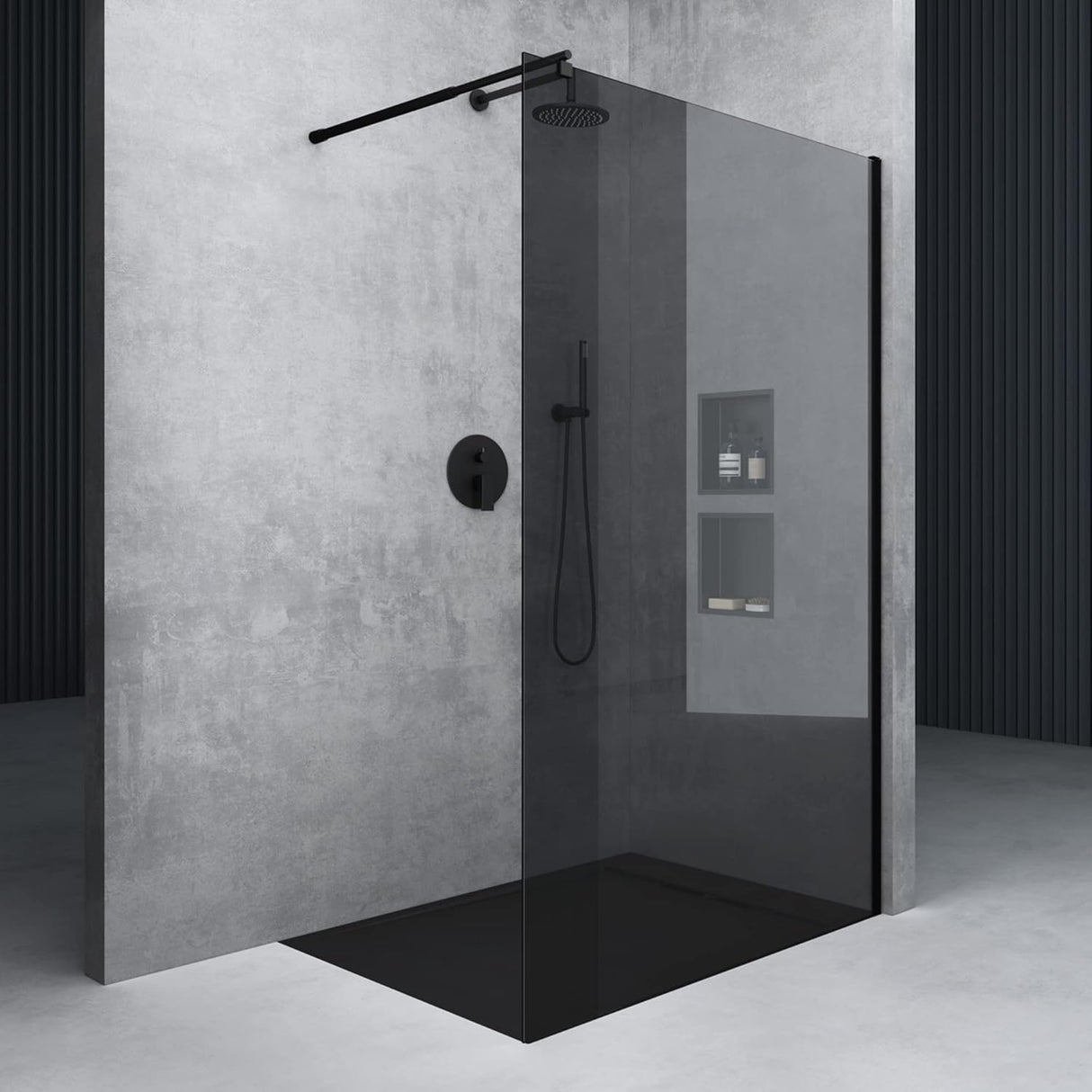 glasvilla Duschwand für Dusche Duschabtrennung Walk-In ESG-Sicherheitsglas 10mm NANO Glas BRAM1&BRAM3 Bremen2 Schwarz