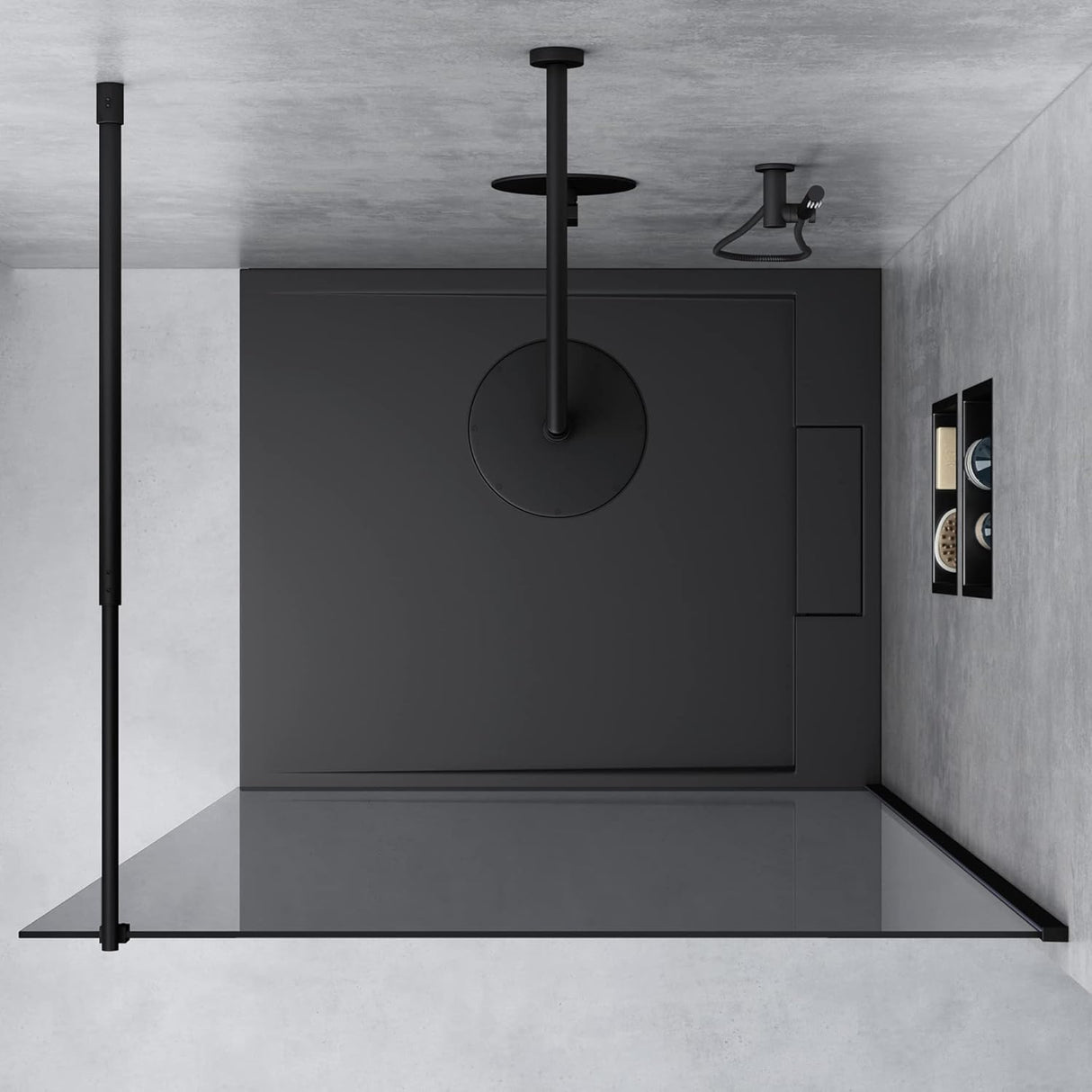 glasvilla Duschwand para ducha Duschabtrennung Walk-In ESG-Sicherheitsglas 8mm NANO Glas BRAM1&BRAM3 Bremen1 Schwarz