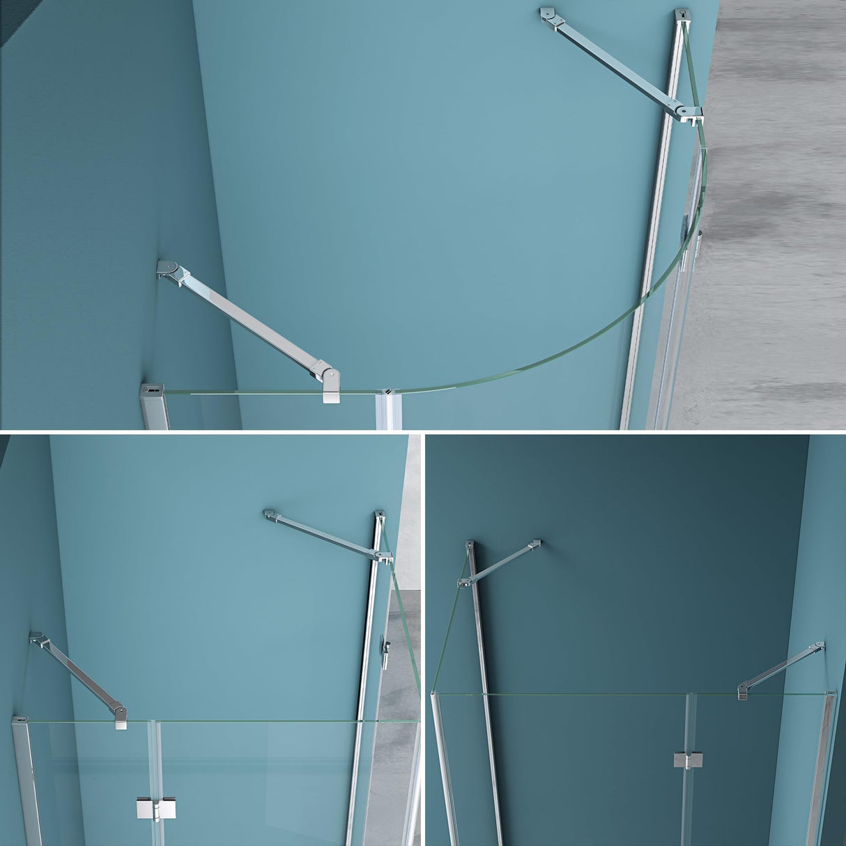 glasvilla Haltestange Duschwand Duschabtrennung Duschglaswand | Stabilisator para ducha Walk in | giratorio 180° para grosor de vidrio de 6-10 mm