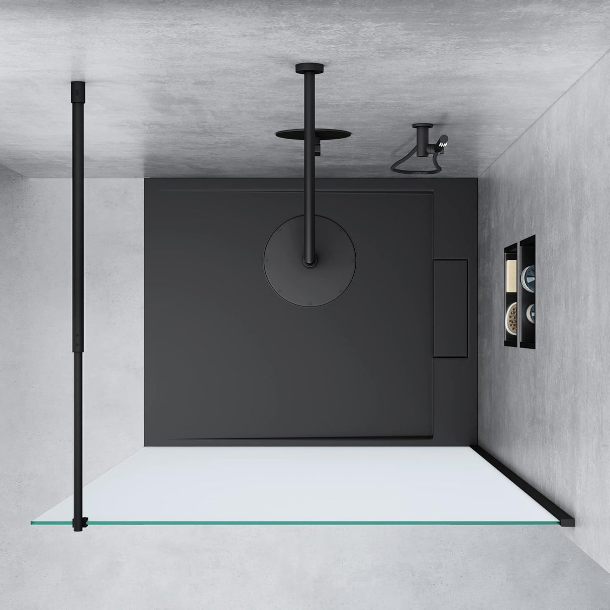 glasvilla Duschwand para ducha Duschabtrennung Walk-In ESG-Sicherheitsglas 8mm NANO Glas BRAM1&BRAM3 Bremen1 Schwarz