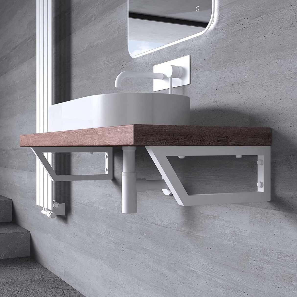 glasvilla Supporto da Parete per Lavandino Lavabo d'Appoggio Mensole Reggimensola Porta-Asciugamani in Acciaio Inossidabile WH04