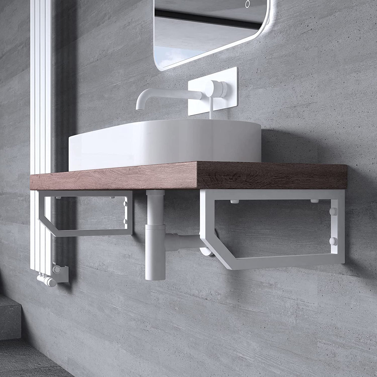 glasvilla Supporto da Parete per Lavandino Lavabo d'Appoggio Mensole Reggimensola Porta-Asciugamani in Acciaio Inossidabile WH03