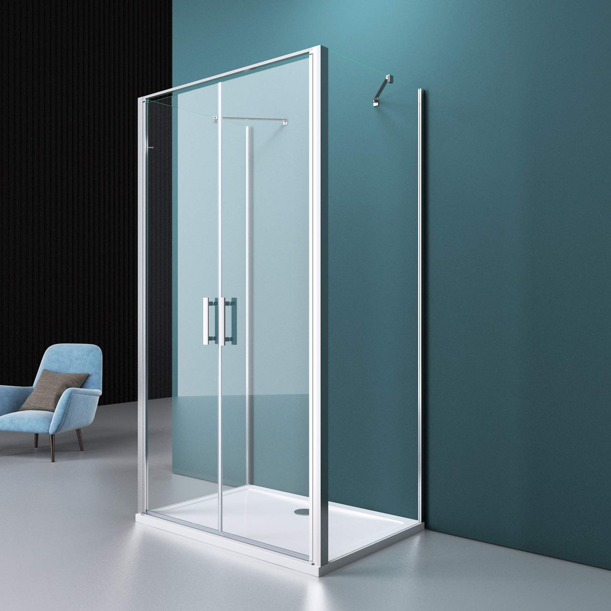 glasvilla Box Doccia Cabina Bagno in Vetro Trasparente Meccanismo Alza/Abbassa Cabina Doccia con Porta Doppia Ravenna50K