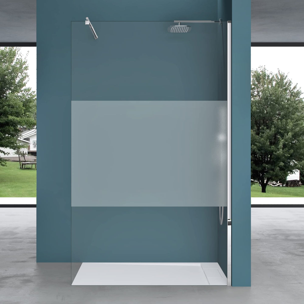 glasvilla Box Doccia Walk-In, Parete Cabina Doccia in Vetro 10mm di Sicurezza ESG con Rivestimento Nano Bremen2MS