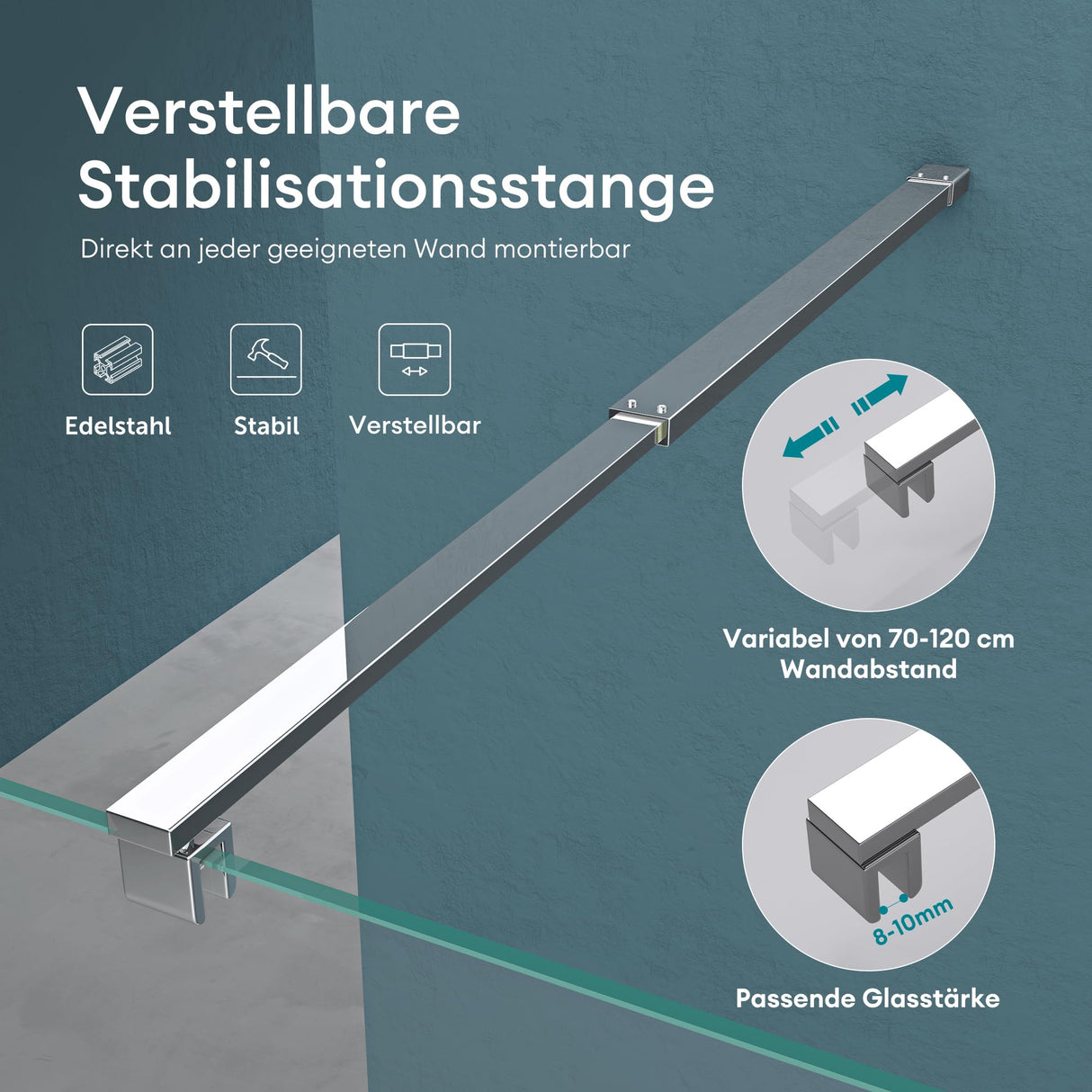 glasvilla Box Doccia Walk-In in Vetro 10mm Parete Doccia in Vetro di Sicurezza ESG con Rivestimento Nano Bremen2K