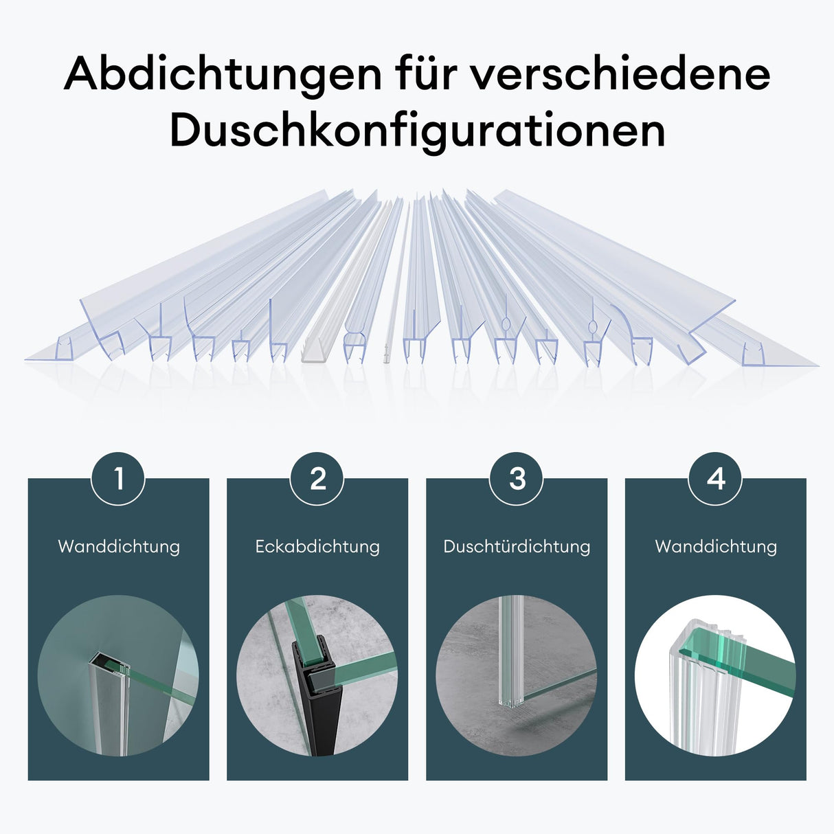 glasvilla Guarnizione Porta Cabina Doccia, Profilo Ricambio per Parete Doccia, Striscia Impermeabile per Vetro di Spessore da 6mm a10mm, Guarnizione per Parete Doccia
