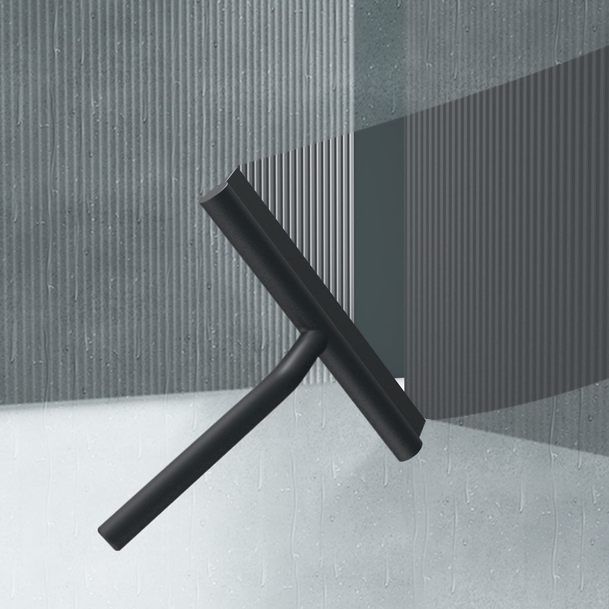 glasvilla Duschabzieher schwarz matt inkl. Aufhänger Silikon Abzieher 19x21cm (LxB) Badezimmer Scheibenabzieher