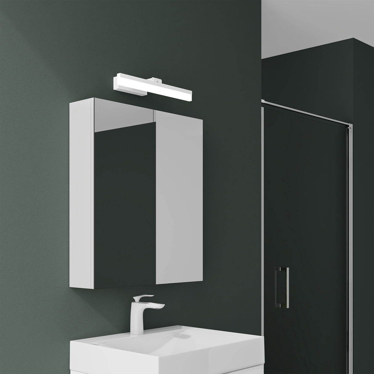 glasvilla Armadietto a Specchio con Lampada da Specchio LED per Bagno, Specchiera Bagno Mobilettto da Parete con Luce a Specchio Girevole a 180° Luxaris